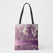 Glittery Chic Amethist Kristallen Gepersonaliseerd Tote Bag (Voorkant)