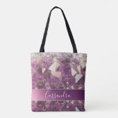 Glittery Chic Amethist Kristallen Gepersonaliseerd Tote Bag (Achterkant)