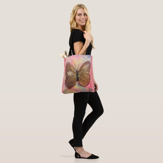"Glittery Chic Butterfly Tote Bag (Op model)