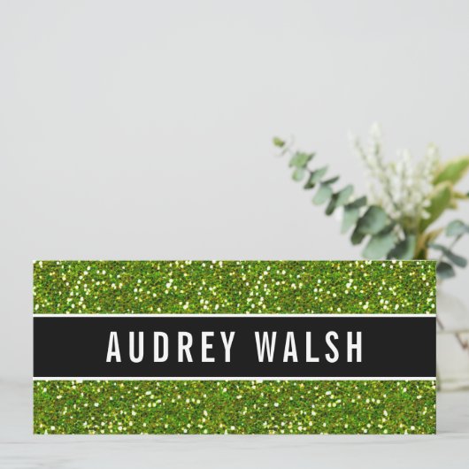 Glittery Chic Green Sequin Black Cadeaubon Kaart (Staand voorkant)
