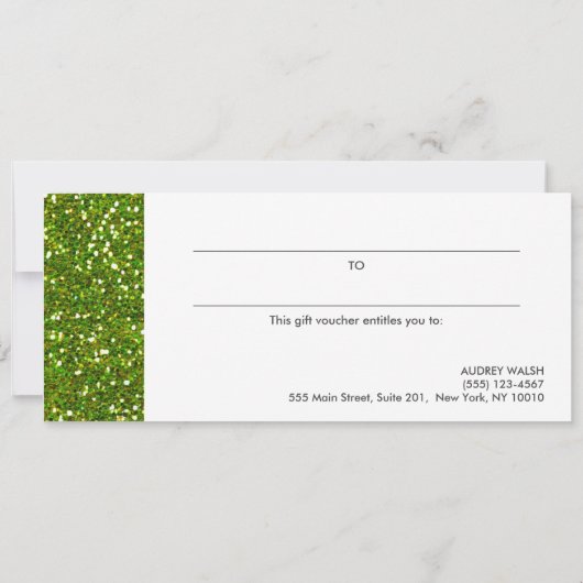 Glittery Chic Green Sequin Black Cadeaubon Kaart (Achterkant)