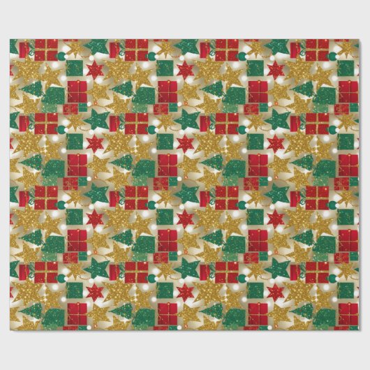 Glittery Christmas Pattern Cadeaupapier (Vlak)