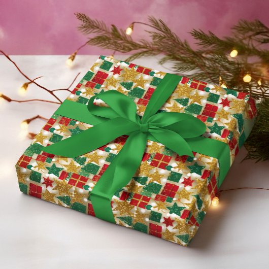 Glittery Christmas Pattern Cadeaupapier