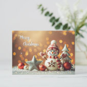 Glittery Christmas Snowman with Snowflakes Kaart (Staand voorkant)