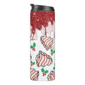 Glittery Christmas Tree Cakes Thermal Tumbler Thermosbeker (Geroteerd rechts)