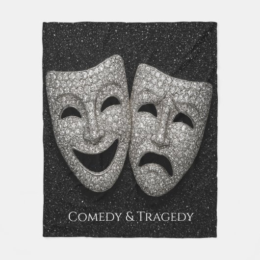 Glittery Comedy & Tragedy Drama Mask Fleece Deken (Voorkant)