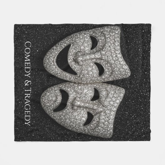 Glittery Comedy & Tragedy Drama Mask Fleece Deken (Voorkant (Horizontaal))