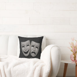 Glittery Comedy & Tragedy Drama Mask Kussen