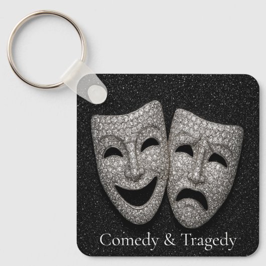 Glittery Comedy & Tragedy Drama Mask Sleutelhanger (Voorkant)