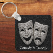 Glittery Comedy & Tragedy Drama Mask Sleutelhanger (Voorkant)
