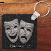 Glittery Comedy & Tragedy Drama Mask Sleutelhanger (Achterkant)
