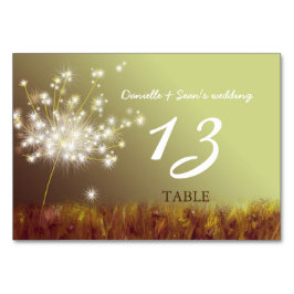 Glittery Dandelion Boho Wedding Table Numbers Kaart
