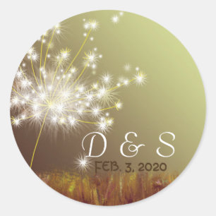 Glittery Dandelion Wedding Favor Ronde Sticker