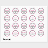 Glittery Dark Pink & Silver Retouradres Ronde Sticker (Vel)