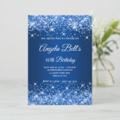 Glittery Deep Blue Ombre Fancy Monogram Kaart (Staand voorkant)