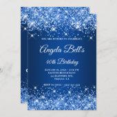 Glittery Deep Blue Ombre Fancy Monogram Kaart (Voorkant / Achterkant)