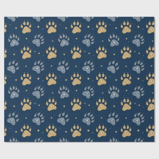 Glittery Dog Paws Pattern voor bont Baby Gifts Cadeaupapier (Vlak)