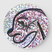 Glittery Dog Wall Clock Grote Klok (Voorkant)
