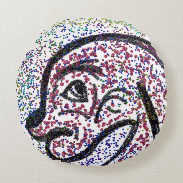 Glittery Doggie Round Pillow Rond Kussen (Voorkant)