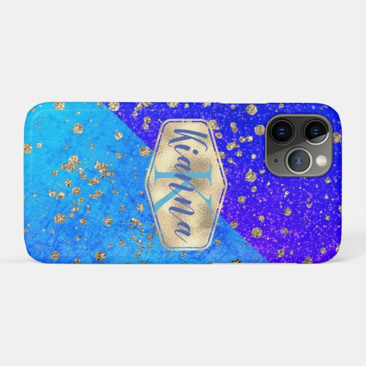 Glittery Dreamweaver Blue Monogram Case-Mate iPhone Case (Achterkant (horizontaal))