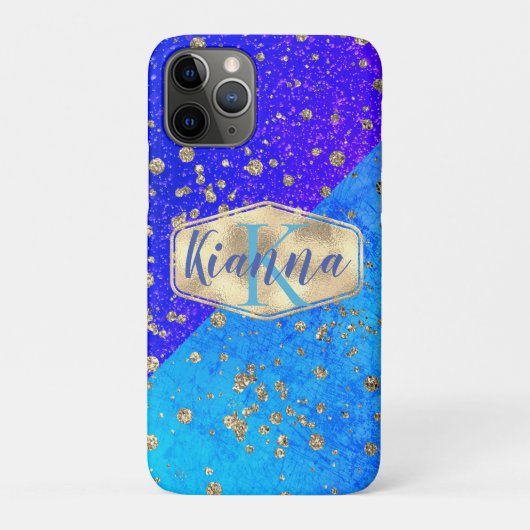 Glittery Dreamweaver Blue Monogram Case-Mate iPhone Case (Achterkant)