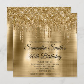 Glittery Drips Gold Foil 40ste verjaardag Kaart (Voorkant / Achterkant)