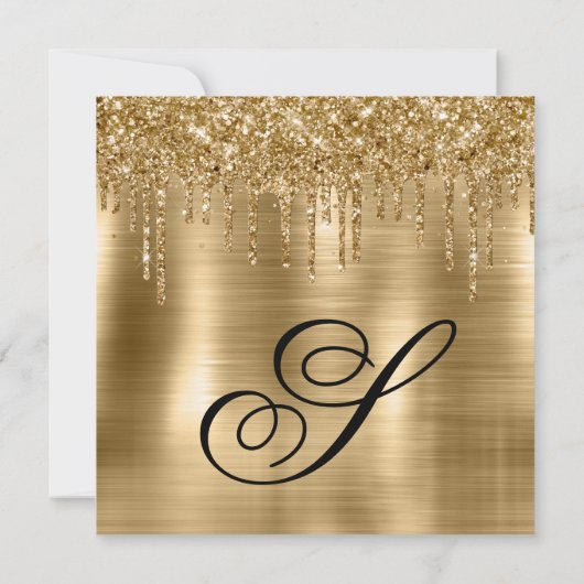 Glittery Drips Gold Foil 40ste verjaardag Kaart (Achterkant)