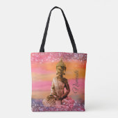 Glittery Dromerige Pastels Zen Buddah Namaste Tote Bag (Achterkant)