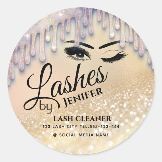 Glittery druppelaar wink-welder ronde sticker (Voorkant)