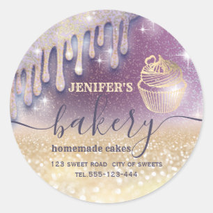 Glittery druppels cupcake-chef-banketbakkerij ronde sticker