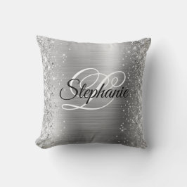 Glittery Edge Silver Foil - Fancy monogram Kussen