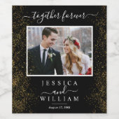 Glittery Elegant Custom Afbeelding Wedding Photo Wijn Etiket (Enkel label)