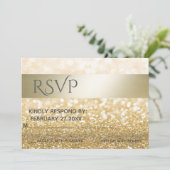 Glittery Elegant modern Gold stripe RSPV Kaart (Staand voorkant)