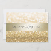 Glittery Elegant modern Gold stripe RSPV Kaart (Achterkant)