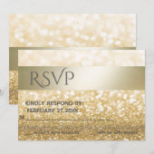 Glittery Elegant modern Gold stripe RSPV Kaart (Voorkant / Achterkant)