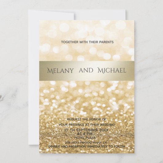 Glittery Elegant modern gouden streep Kaart (Voorkant)