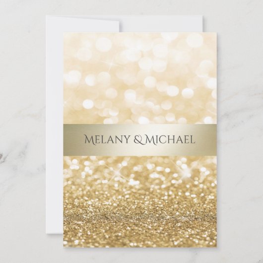 Glittery Elegant modern gouden streep Kaart (Achterkant)