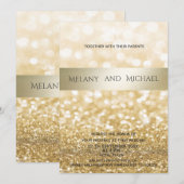 Glittery Elegant modern gouden streep Kaart (Voorkant / Achterkant)