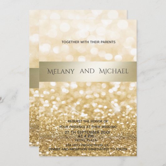 Glittery Elegant modern gouden streep Kaart (Voorkant / Achterkant)