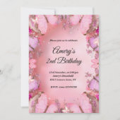 Glittery Elegant Pink Purple Butterfly Birthday Kaart (Voorkant)