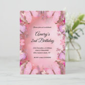 Glittery Elegant Pink Purple Butterfly Birthday Kaart (Staand voorkant)