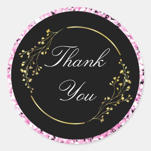 Glittery en Golden Bedankt Sticker Elegant (Voorkant)