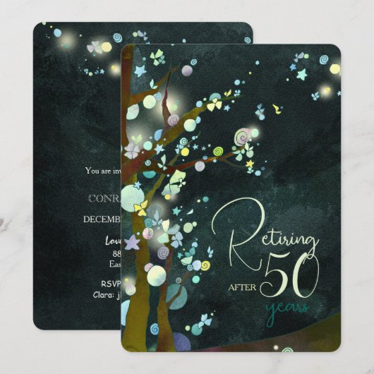 Glittery Evening Retirement Celebration Kaart (Voorkant / Achterkant)