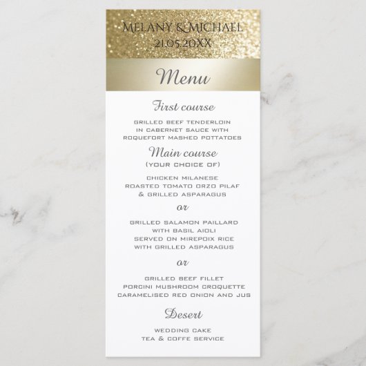 Glittery fancy elegant modern gouden streep menu (Voorkant)
