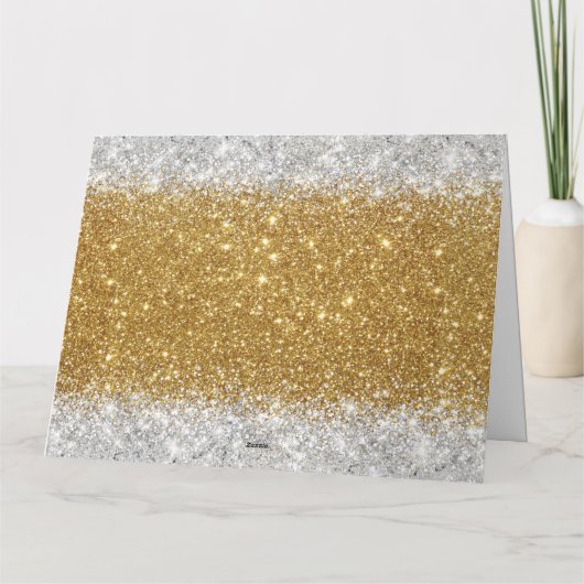 Glittery Faux Gold en Silver Glitter Verjaardag Kaart (Achterkant)