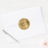 Glittery Faux Gold Foil Signed Copy met URL Ronde Sticker (Envelop)
