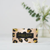 Glittery faux Gold Leopard print Luxe Visitekaartje (Staand voorkant)