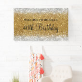 Glittery Faux Gold Zilver 40ste Verjaardag Welkom Spandoek (Insitu)