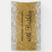 Glittery Faux Gold Zilver 40ste Verjaardag Welkom Spandoek (Verticaal)