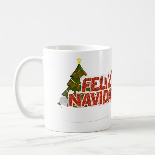 Glittery Feliz Navidad met kerstboom Koffiemok (Links)